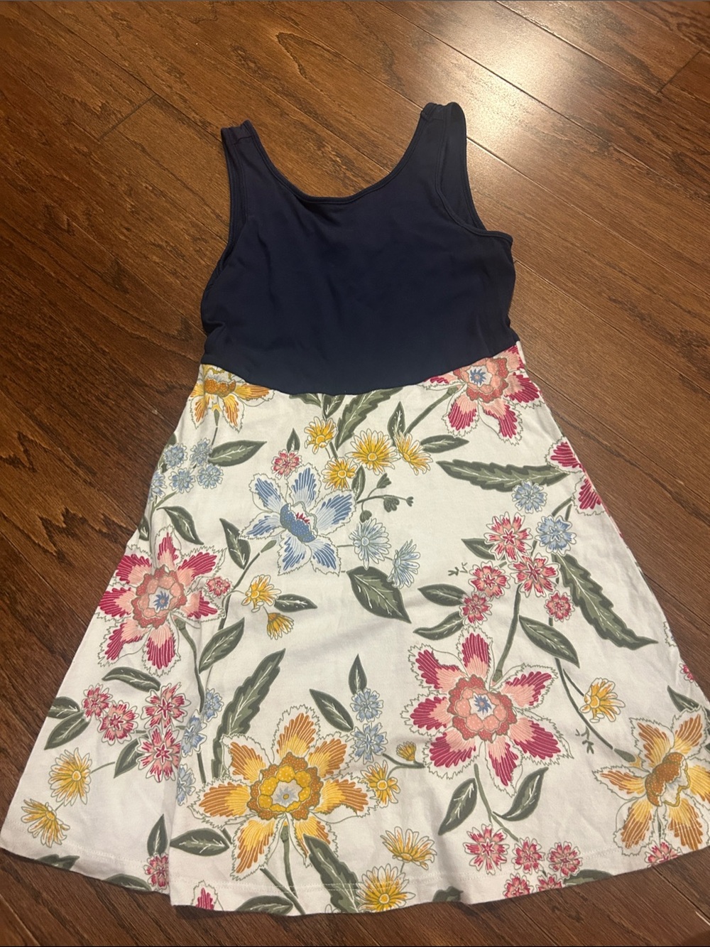 Navy Tank Top Floral Cotten 6-7 kids dress